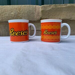 Vintage 2 Reese's Coffee Mugs 2 Peanut Butter Cup Hershey Galerie Brand 3.5"